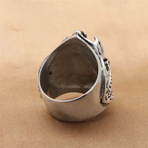 Anillo de Acero Inoxidable Gótico Vintage con Cruz y Calavera para Hombre Acero de Titanio 316 Biker Pulido Joyería Regalo