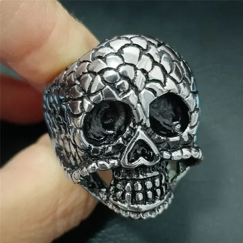 Vintage Punk Stainless Steel Skull Ring For Men Gothic Biker Rock Skeleton Animal Lion Tiger Eagle Goat Head Finger Jewelry