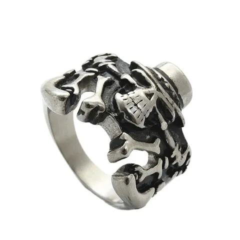 Vintage Punk Rock Skull Ring For Men 316 Stainless Steel Gothic Pirate Skeleton Biker Finger Jewelry Accessories