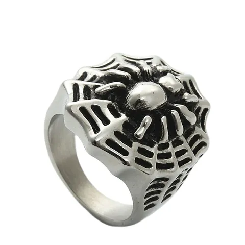 Anillo de Telaraña de Acero Inoxidable 316 Estilo Gothic Punk Anillo de Dedo de Animal Vintage de Acero de Titanio para Hombre Joyería Halloween
