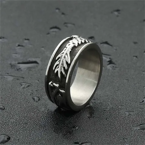 Vintage Men 316 Titanium Steel Dragon Embossed Band Ring Punk Tribal Style Silver Polished Retro Jewelry Finger Ring Gift