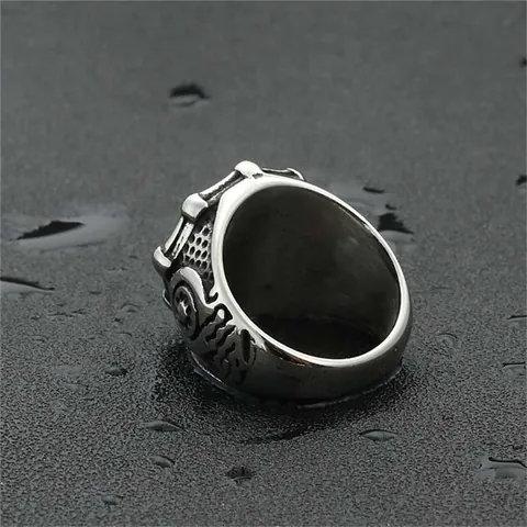 Anello da Uomo Vintage in Acciaio al Titanio con Timone e Bussola Punk Gothic Gear Anello a Fascia Industriale Gioielli Moda Uomo