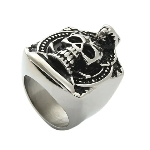 Vintage Gotische 316 Roestvrij Stalen Schedel Slang Ring Voor Heren Punk Retro Biker Heavy Metal Rock Sieraden Zilver Kleur Cadeau