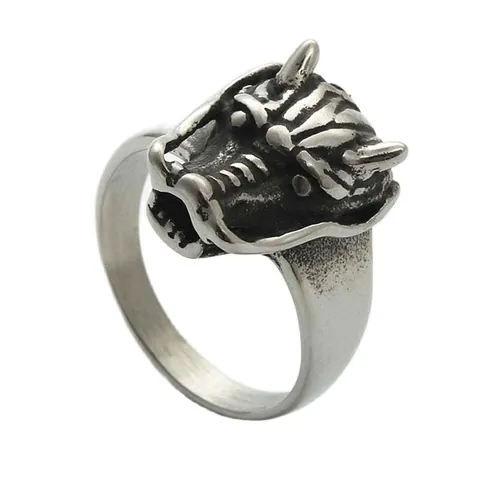 Vintage Punk Dragon Head Ring For Men 316 Titanium Steel Gothic Beast Head Finger Ring Hip Hop Biker Jewelry Gift