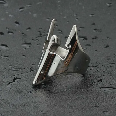 Vintage Punk Spartan Helmet Mask Ring For Men Stainless Steel Industrial Warrior Mask Finger Ring Gothic Jewelry
