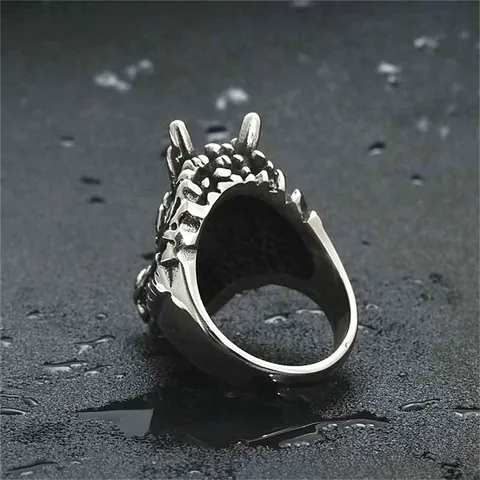 Vintage Punk Dragon Head Ring For Men Stainless Steel Gothic Hip Hop Animal Finger Ring Retro Biker Jewelry Gift