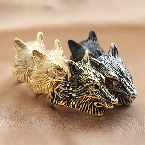 Vintage Punk 316 Stainless Steel Wolf Head Ring For Men Gothic Animal Biker Jewelry Gold Silver Black Red Eye Finger Ring