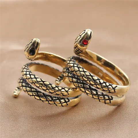 Retro Stainless Steel Snake Ring Wrap Around Adjustable Punk Gothic Animal Shaped Finger Ring Jewelry For Men Women