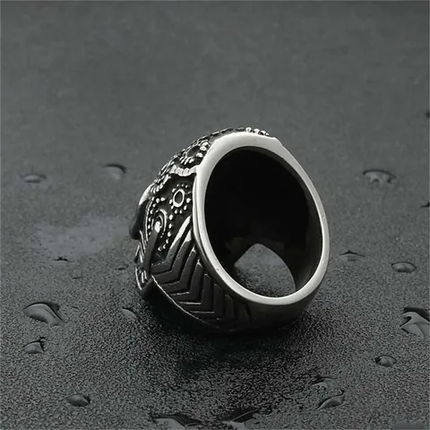 Vintage 316 Edelstahl Totenkopf Ring Für Herren Gothic Punk Steampunk Geschnitztes Blumenmuster Retro Silber Biker Schmuck