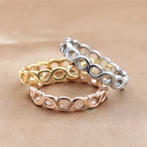 Vintage Punk Stainless Steel Infinity Ring For Men Women Hollow Out 316 Titanium Steel Geometric Weave Chain Band Ring Minimalist Jewelry Gift
