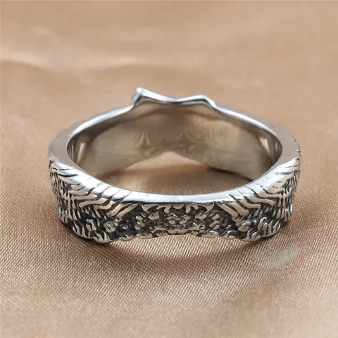 Vintage Roestvrijstalen Veervleugel Ring Voor Heren Punk Gothic Brede Bandring Gepolijst Retro Vinger Sieraden Cadeau