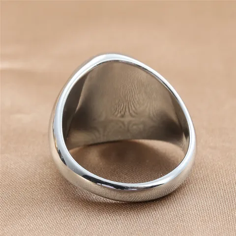 Anillo de Sello de Acero Inoxidable 316 Minimalista para Hombre Mujer Pulido Liso Geométrico Circular Punk Joyería de Moda