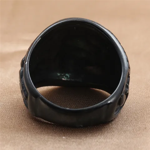 Men Retro Punk 316 Stainless Steel Lion Head Ring Black Electroplated Animal Finger Ring With Red Rhinestone Eyes Jewelry