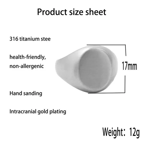 Vintage Stainless Steel Oval Signet Ring For Men Brushed Matte Finish Punk Minimalist Polished Jewelry Finger Band