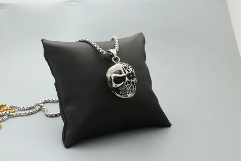 Punk Skull Pendant Necklace Titanium Steel Ghost Face Skeleton Jewelry Gift For Men Women Unisex Accessory Vintage Goth Style