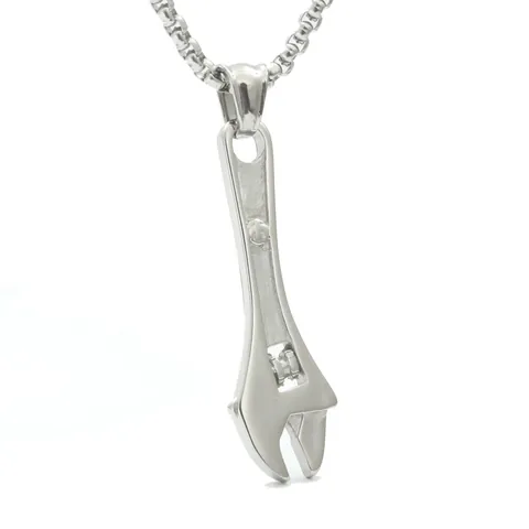 Industrial Wrench Pendant Necklace Titanium Steel Box Chain Vintage Mechanical Tool Jewelry For Men Women Couple Gift