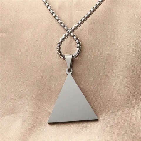 Minimalist Titanium Steel Triangle Pendant Necklace For Men Punk Retro Stainless Steel Box Chain Geometric Jewelry Gift