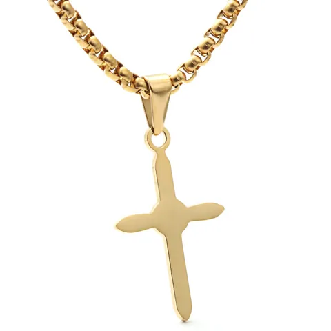 Collana Con Pendente a Croce in Acciaio Inossidabile Per Uomo Donna Placcata Oro Gioielli Hip Hop Regalo Con Catena