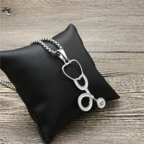 Edelstahl Stethoskop Anhänger Halskette Emaille Medizinische Thema Schmuck Geschenk Für Ärzte Krankenschwestern Studenten Gold Silber Box Kette Halskette