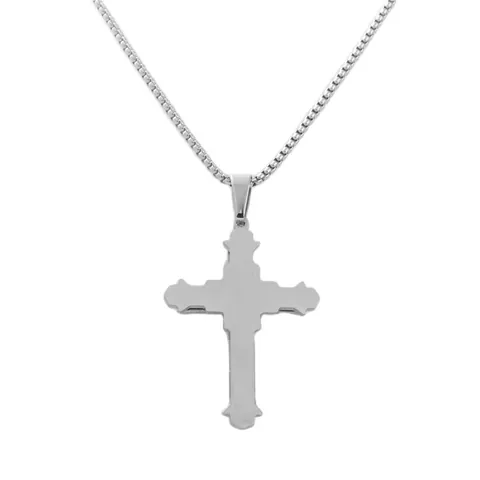Vintage Punk Edelstahl Kreuz Anhänger Halskette Für Herren Zweifarbig Geschichtet Zirkonia Biker Gotischer Schmuck Geschenk
