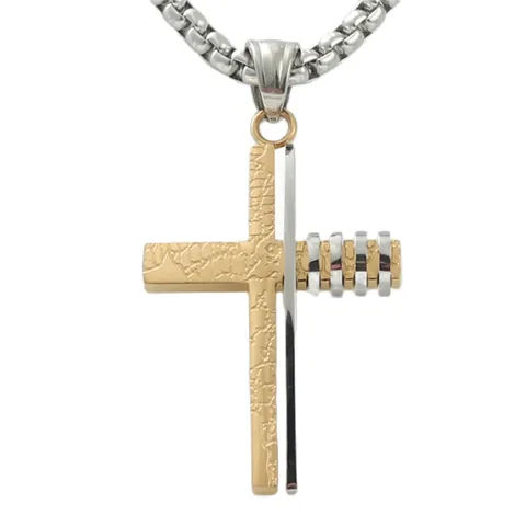 Collier Pendentif Croix en Acier Inoxydable Vintage Punk pour Hommes Bijoux Religieux Style Industriel Rétro Design Couleur Mixte Options Sans Chaîne ou Chaîne Maille Miroir