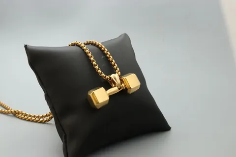 Fitness Gewichtheben Hantel Anhänger Halskette Für Herren Damen Titanstahl Barbell Gym Sport Schmuck Geschenk Polierte Vierkantkette