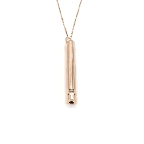 Collar de Respiración Consciente de Acero Inoxidable Minimalista para Alivio de la Ansiedad Meditación Colgante de Silbato Cilíndrico Joyería Unisex