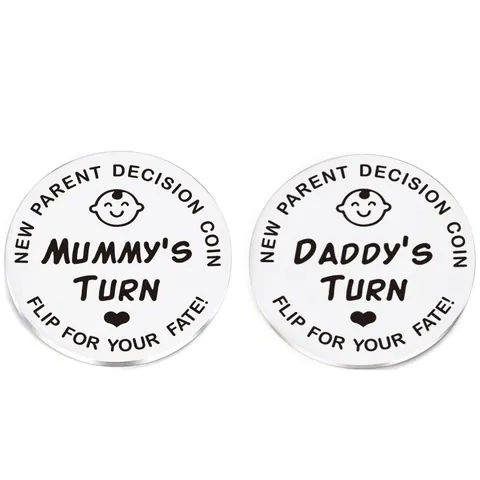New Parent Decision Coin Stainless Steel Double Sided Mummy Daddy Turn Commemorative Gift For Baby Shower Party Favor
