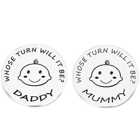 New Parent Decision Coin Stainless Steel Double Sided Mummy Daddy Turn Commemorative Gift For Baby Shower Party Favor