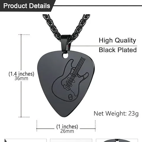 Stainless Steel Music Guitar Pick Pendant Necklace Rock Punk Engraved Guitar Necklace For Men Women Musical Jewelry Gift