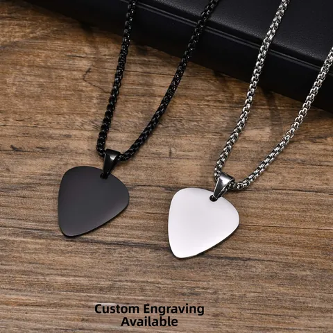 Stainless Steel Guitar Pick Pendant Necklace For Men Women Music Lovers Minimalist Triangle Musical Instrument Jewelry Gift Accessory