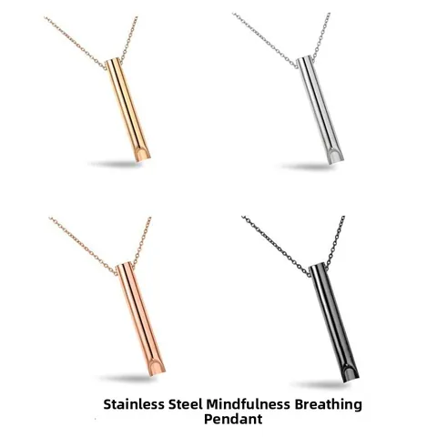 Mindfulness Ademhaling Ketting Angst Verlichting Roestvrij Staal Meditatie Fluitje Hanger Titanium Staal Sieraden Voor Unisex