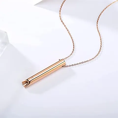 Collar de Respiración Consciente Alivio de la Ansiedad de Acero Inoxidable Colgante de Silbato de Meditación Joyería de Unisex