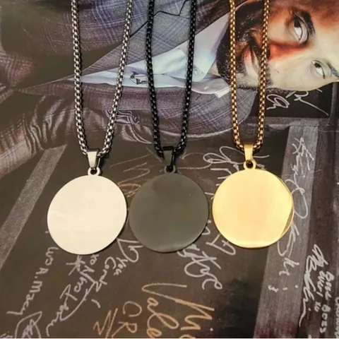 Stainless Steel Round Pendant Necklace Minimalist Mirror Polished Circle Tag DIY Long Box Chain Necklace Unisex Jewelry Gift