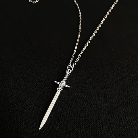 Collier Pendentif Croix Épée Gothique en Alliage Vintage Électroplaqué Chaîne en O Flash Punk Hip Hop Bijoux pour Hommes Femmes Cadeau