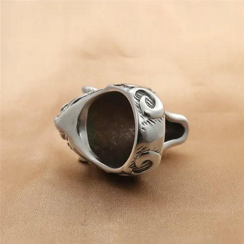 Anillo de Cabeza de Lobo Punk Vintage para Hombre Acero Inoxidable de Titanio 316 Joyería de Motociclista Gótica Vikinga Regalo Plata Oro