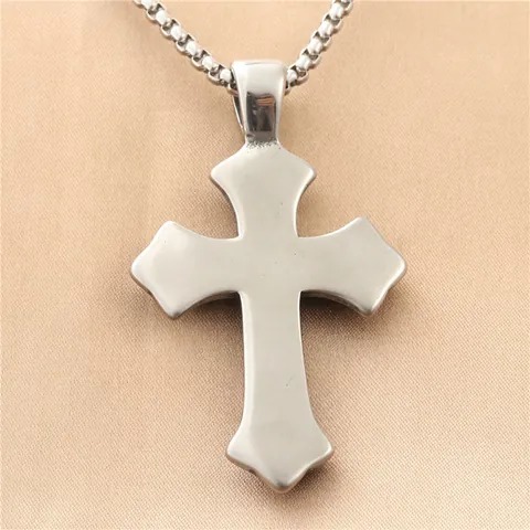 Vintage Gothic Kreuz Anhänger Halskette Für Herren Edelstahl Retro Punk Religiöser Schmuck Mit Polierter Boxkette Halsschmuck