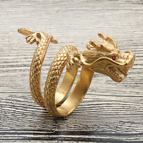 Anillo de Dragón Punk Vintage de Acero de Titanio 316 para Hombre Anillo de Dedo Envolvente de Animal de Acero Inoxidable Joyería