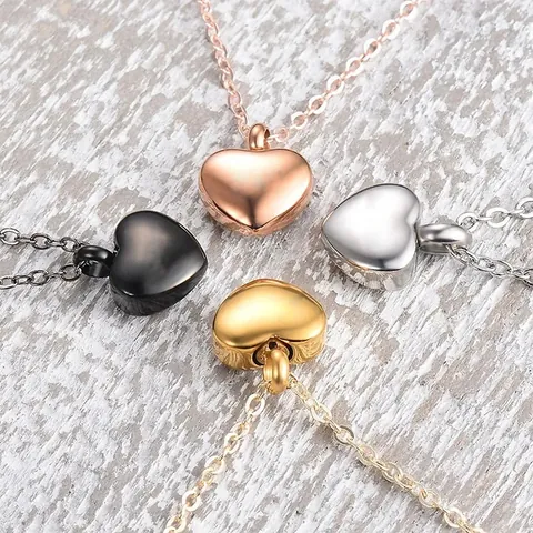Stainless Steel Heart Urn Necklace For Ashes Memorial Cremation Jewelry Heart Pendant Necklace For Women Men Gift