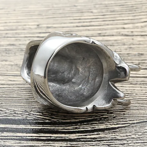 Retro Punk 316 Titanium Steel Dragon Head Ring For Men With Red Zirconia Eyes Gothic Hip Hop Animal Finger Ring Jewelry