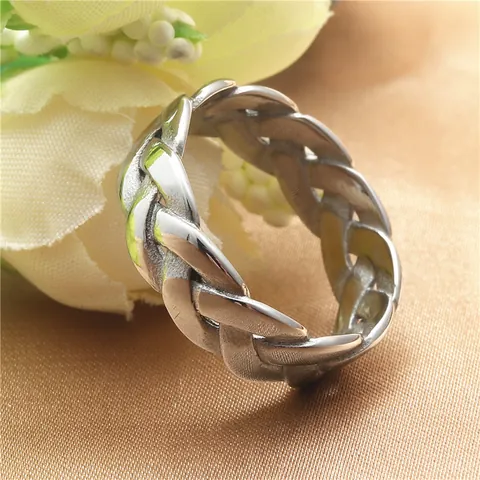 Vintage Gevlochten Titanium Staal Ring Voor Dames Heren Punk Roestvrij Staal Twist Ring Sieraad Cadeau
