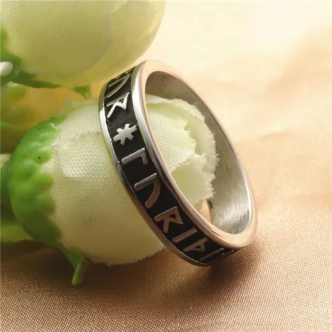 Vintage Viking Rune Ring For Men Women 316 Stainless Steel Nordic Runes Lettering Band Ring Retro Punk Finger Jewelry Gift