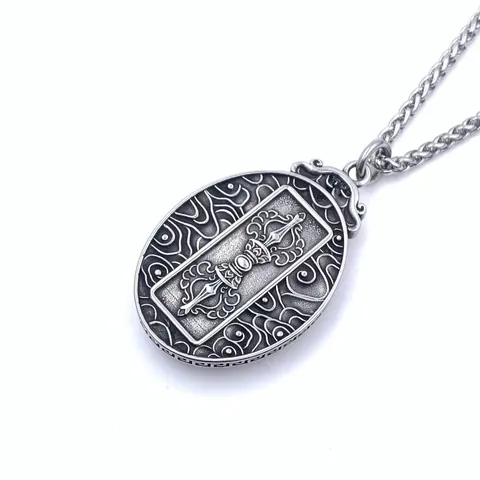 Retro Titanium Steel Thangka Pendant Necklace For Men Women Green Tara Zaki Lhamo Koi Fox Indian Style Ethnic Jewelry
