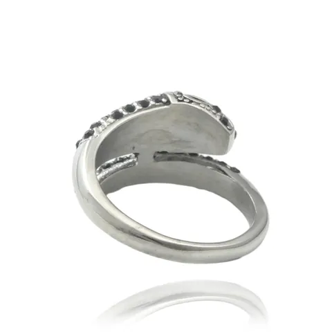 Punk 316 Stainless Steel Snake Ring Vintage Animal Gothic Wrap Finger Band Jewelry For Men Women Zirconia Inlaid Accessory