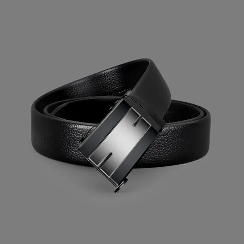 Ceinture Homme en Cuir PU Business Avec Boucle Automatique en Alliage Minimaliste Polyvalente Motif Litchi Pour Bureau Quotidien