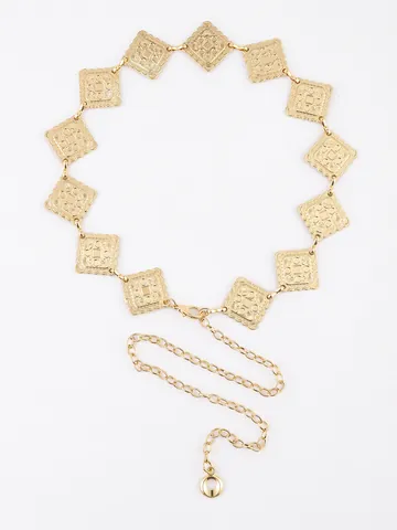 Catena da Vita in Metallo in Lega Dorata Vintage da Donna Elegante Cintura da Ventre Regolabile con Motivo Quadrato Cavo Gioielli