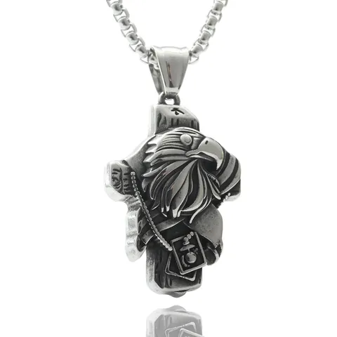 Vintage Punk Titanium Steel Pendant Necklace For Men Gothic Medusa Eagle Dragon Crow Pattern Stainless Steel Jewelry