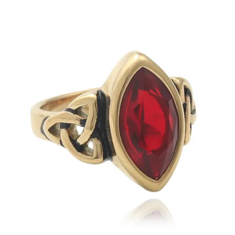 Vintage Herren Punk 316 Edelstahl Ring Marquise-Schliff Edelstein Keltischer Knoten Hohl-Design Retro Hip Hop Schmuck