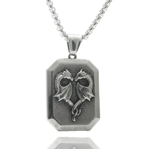 Vintage Punk Titanium Steel Pendant Necklace For Men Gothic Medusa Eagle Dragon Crow Pattern Stainless Steel Jewelry