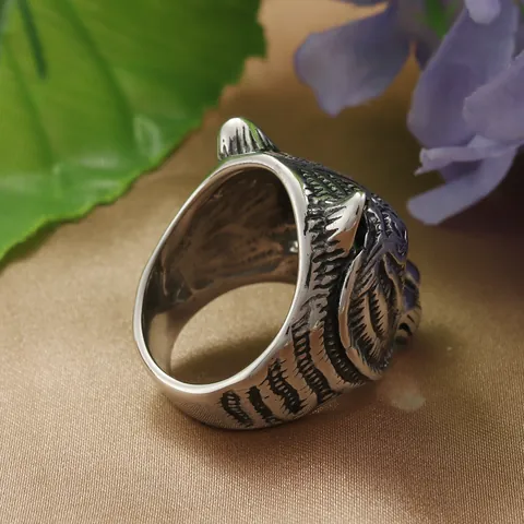Bague Tête de Tigre Rétro en Acier Inoxydable 316 pour Hommes Punk Totem Animal Biker Band Ring Or Argent Bijoux Masculins